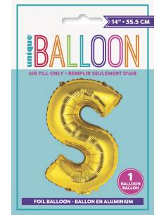 Gold Letter S Shaped Foil Balloon 14 Inch