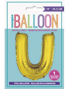 Gold Letter U Shaped Foil Balloon 14 Inch