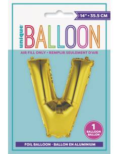 Gold Letter V Shaped Foil Balloon 14 Inch