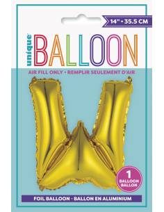 Gold Letter W Shaped Foil Balloon 14 Inch