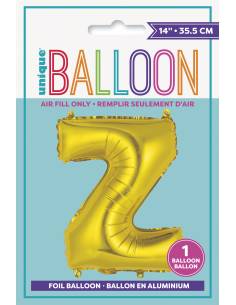 Gold Letter Z Shaped Foil Balloon 14 Inch