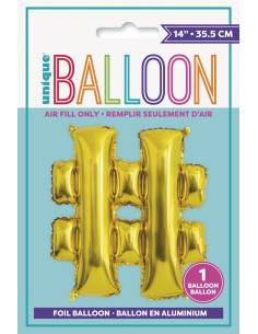 Gold Letter # Shaped Foil Balloon 14 Inch