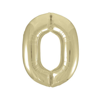 Gold Number 0 Shaped 34 Inch Foil Balloon