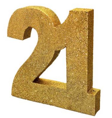 Number 21 Gold Glitter Table Decoration