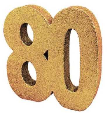 Number 80 Gold Glitter Table Decoration