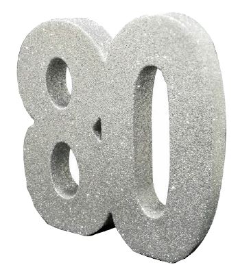 Number 80 Silver Glitter Table Decoration