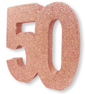 Number 50 Rose Gold Glitter Table Decoration