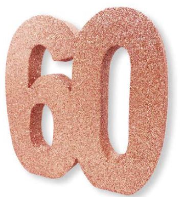 Number 60 Rose Gold Glitter Table Decoration