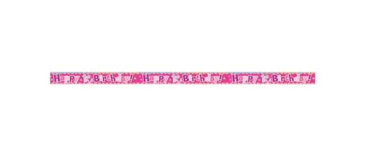 Happy 1st Birthday Pink Prism Banner 12 ft
