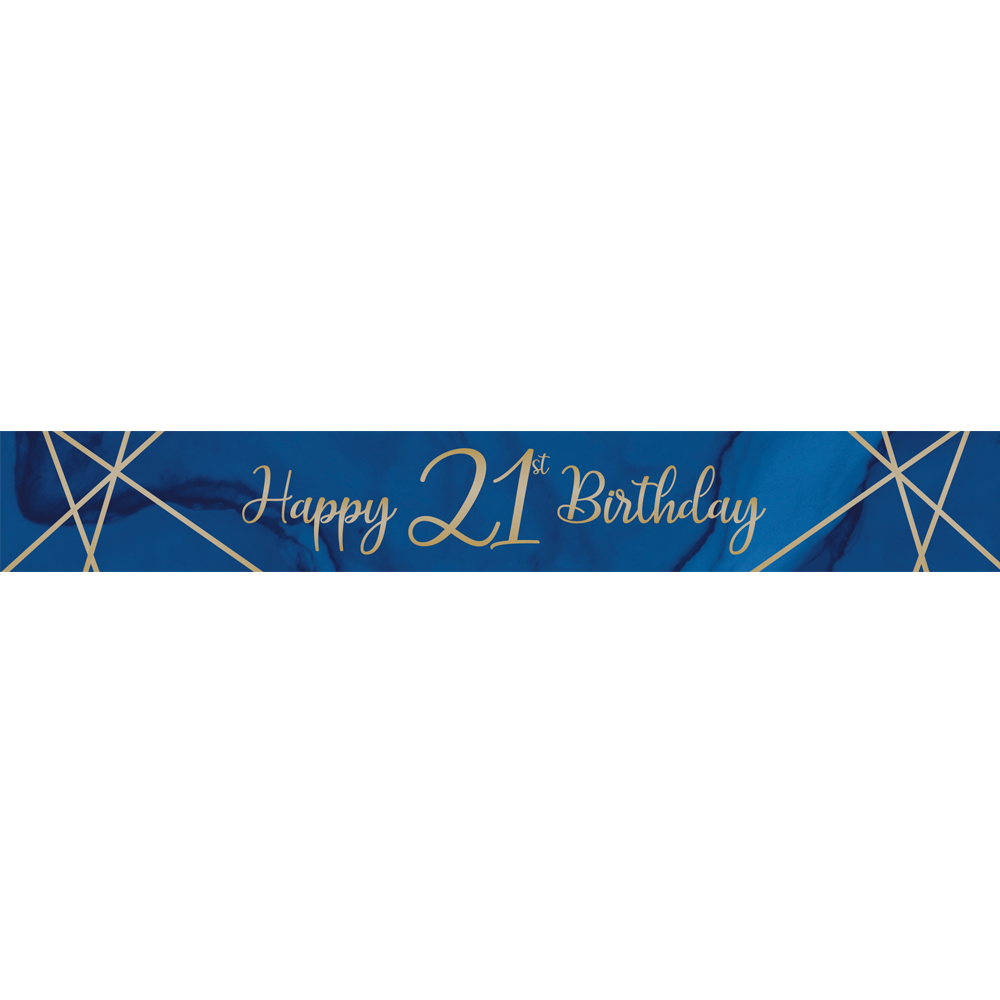 Happy 21st Birthday Navy & Gold Geode Foil Banner