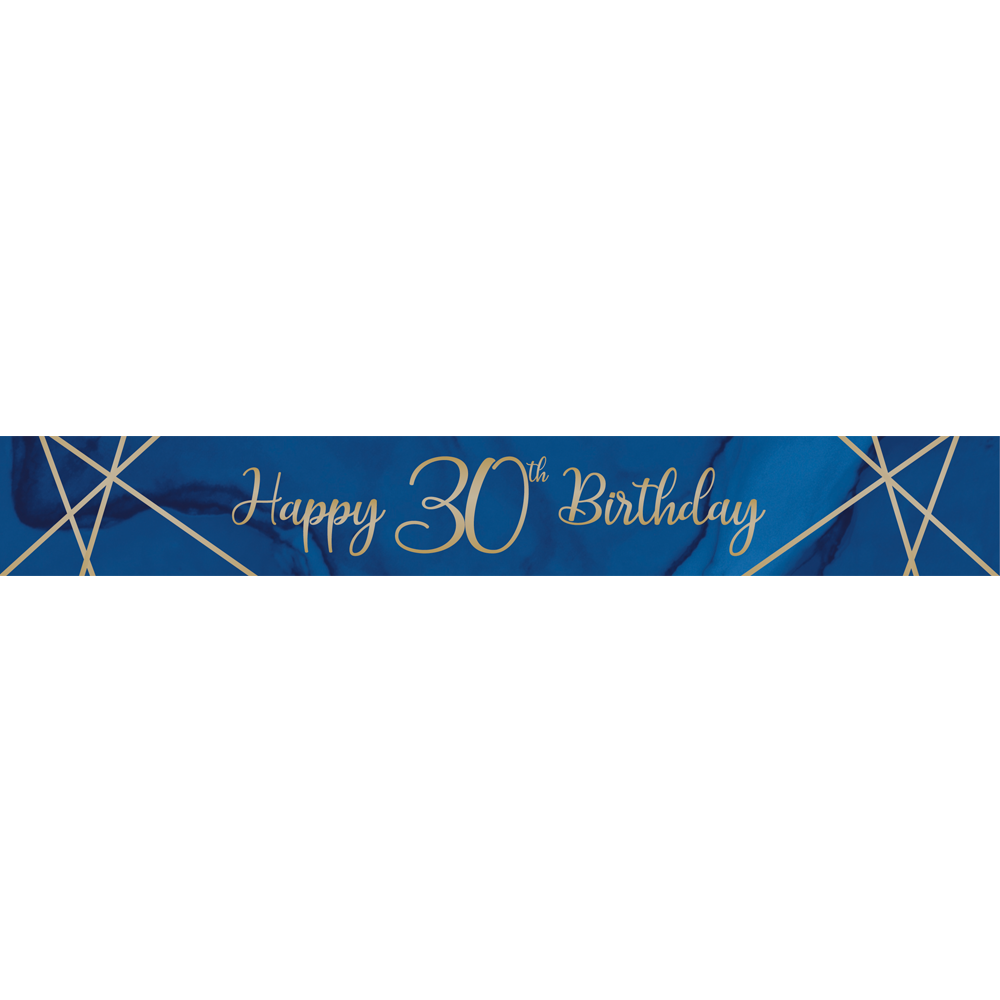 Happy 30th Birthday Navy & Gold Geode Foil Banner