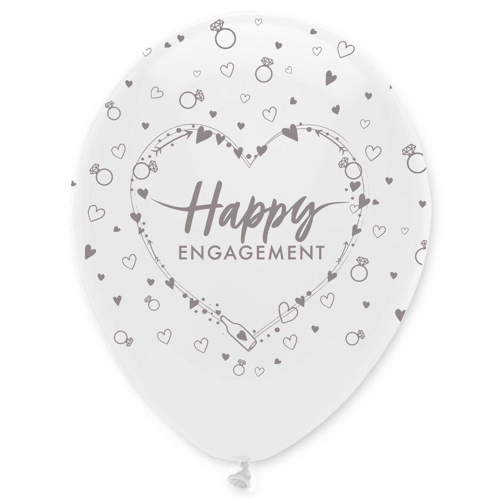 Happy Engagement Pearlescent Latex Balloons All Round Print