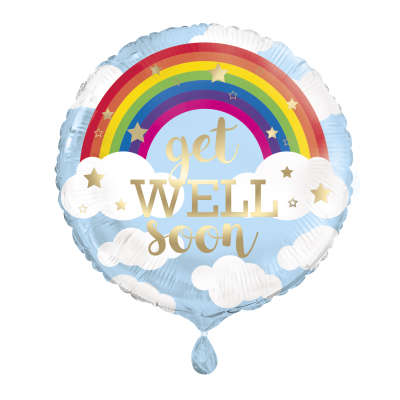 Inch Rainbow Get Well Soon Round Foil Balloon 