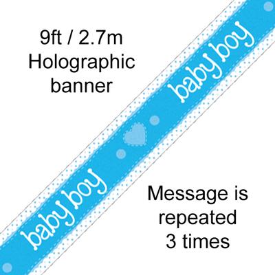 It’s a Boy Pastel Heart Hologrpahic Banner 9ft