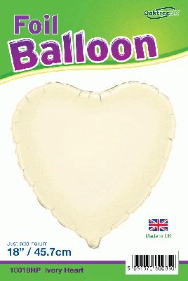 Ivory Heart Shaped Foil Balloon 18"