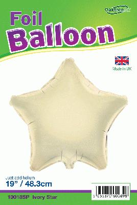 Ivory Star Shaped Foil Balloon 19"