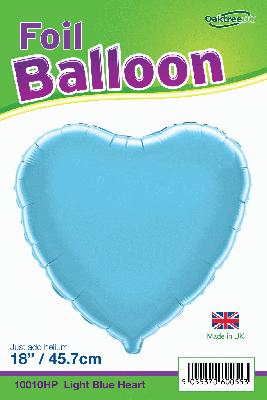 Light Blue Heart Shaped Foil Balloon 18"