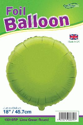 Lime Green Round Shaped Foil Balloon 18"