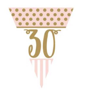 Pink Chic Age 30 Metallic Flag Bunting