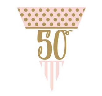 Pink Chic Age 50 Metallic Flag Bunting