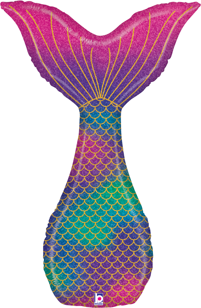Mermaid Glitter Tail Holographic Shape 46 Inch Foil Balloon
