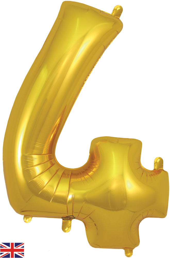Number4 Gold Foil Balloon - 34 Inch