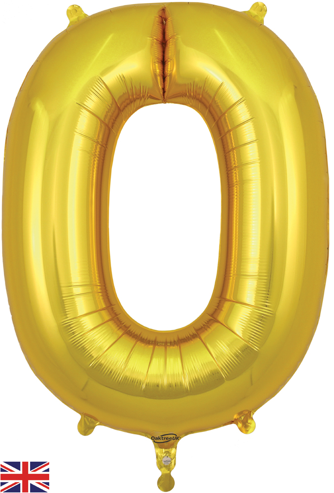 Number 0 Gold Foil Balloon - 34 Inch