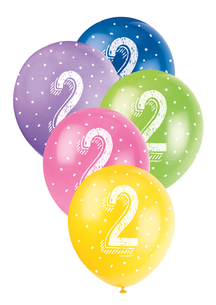 Number 2 12 Inch Latex Balloons 5ct