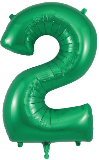 Number 2 Green Foil Balloon 34 Inch