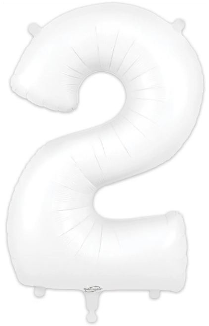 Number 2 Matte White Foil Balloon 34 Inch