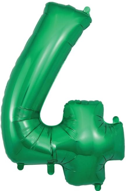 Number 4 Green Foil Balloon 34 Inch