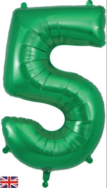 Number 5 Green Foil Balloon 34 Inch