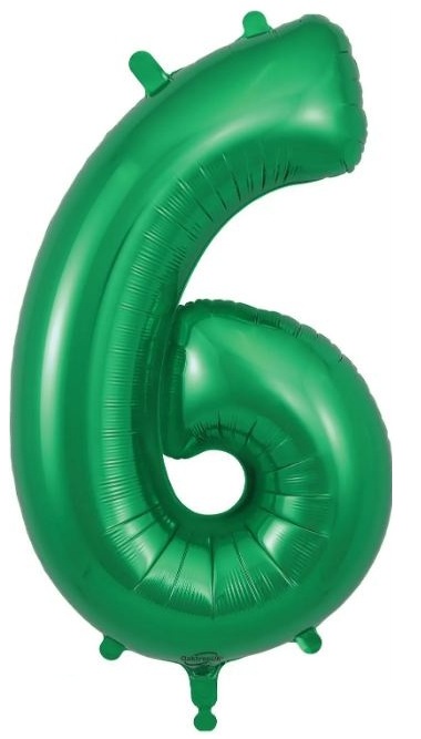 Number 6 Green Foil Balloon 34 Inch