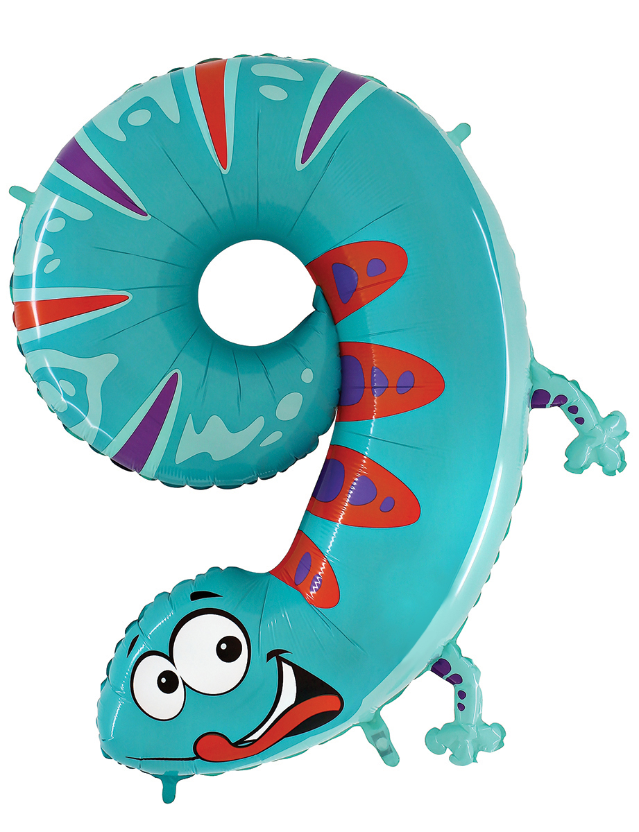 Number 9 Gecko Zooloon 40 Inch Foil Balloon