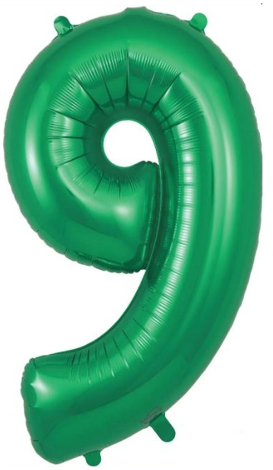 Number 9 Green Foil Balloon 34 Inch