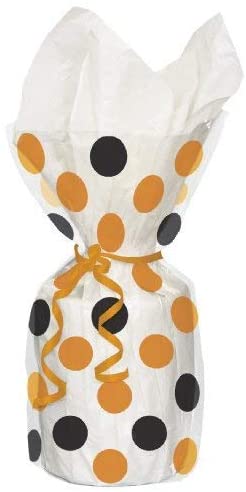 Orange & Black Polka Dots Cello Party Bags with Twist Ties - Pack of 20