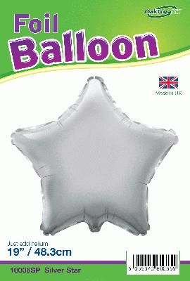 Packaged Silver Star 19 Inch Foil Balloon 
