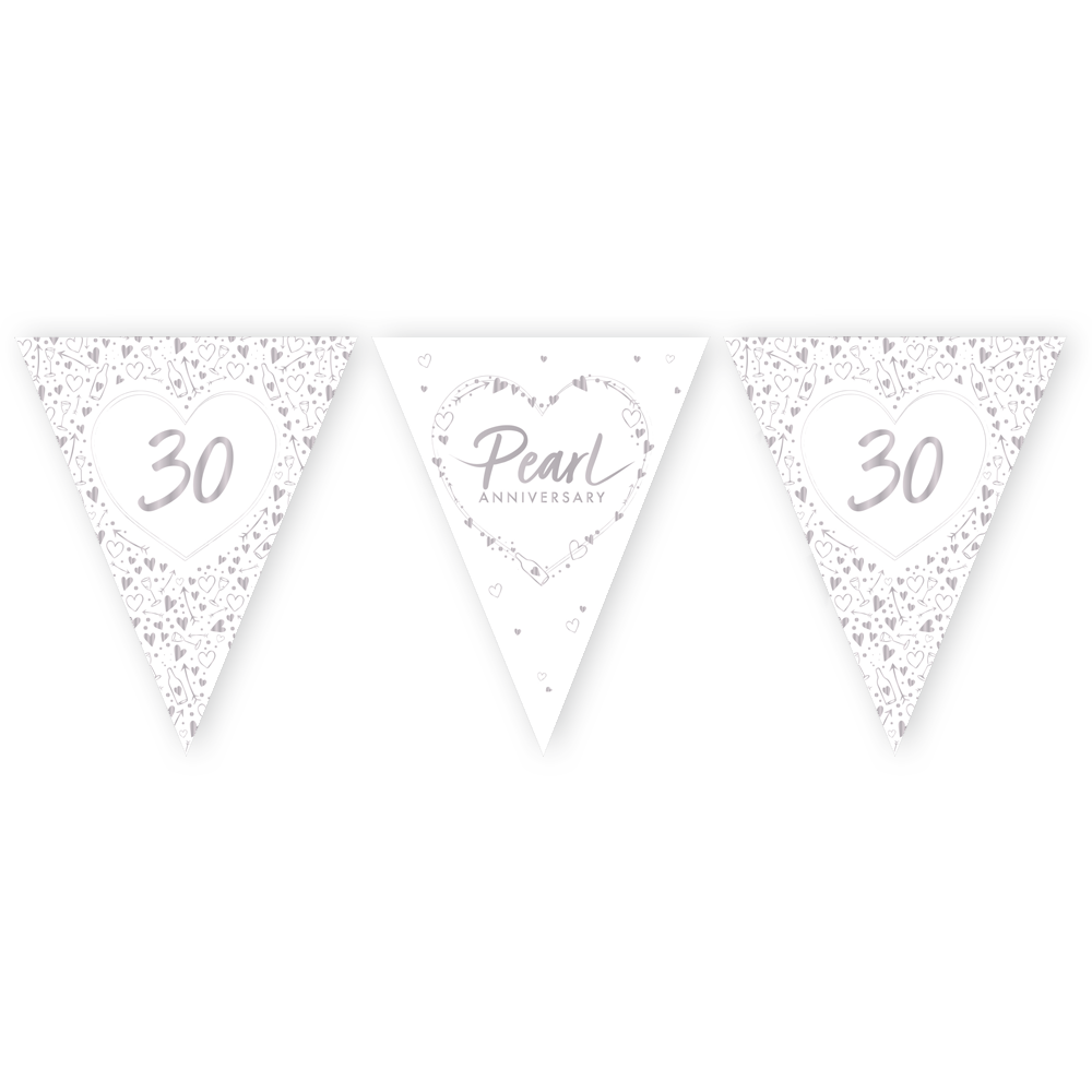 Pearl Anniversary Foil Stamped Flag Bunting