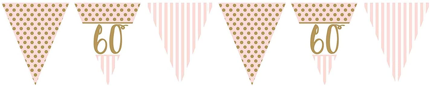 Pink Chic Age 60 Metallic Print Flag Bunting