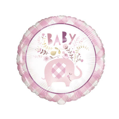 Pink Floral Elephant 18 Inch Foil Balloon