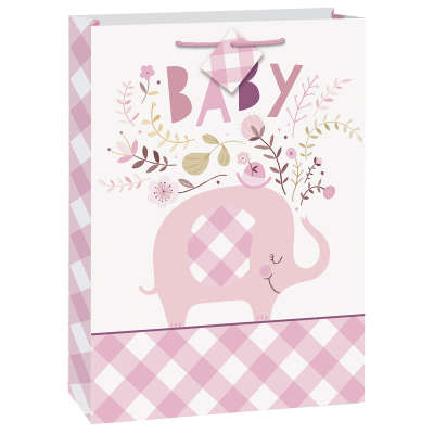 Pink Floral Elephant Gift bag - Jumbo