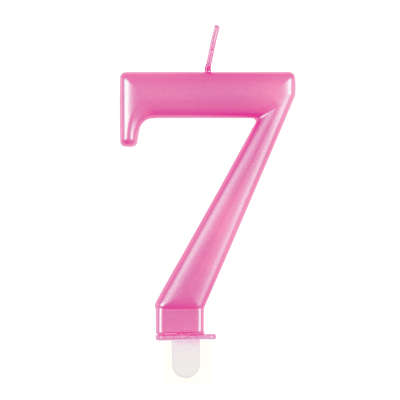 Pink Metallic Number 7 Candle