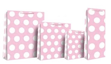 Pink Polka Dots Bottle Gift Bag - Pack of 4