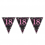 Pink Sparkling Sparkling Celebration  18th Prismatic Pennant Banner 4m