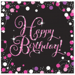 Pink Sparkling Sparkling Celebration  Happy Birthday Luncheon Napkins 33cm