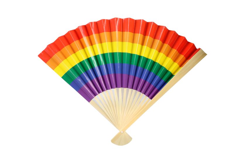 RAINBOW PRIDE 25.5CM FOLDING FAN