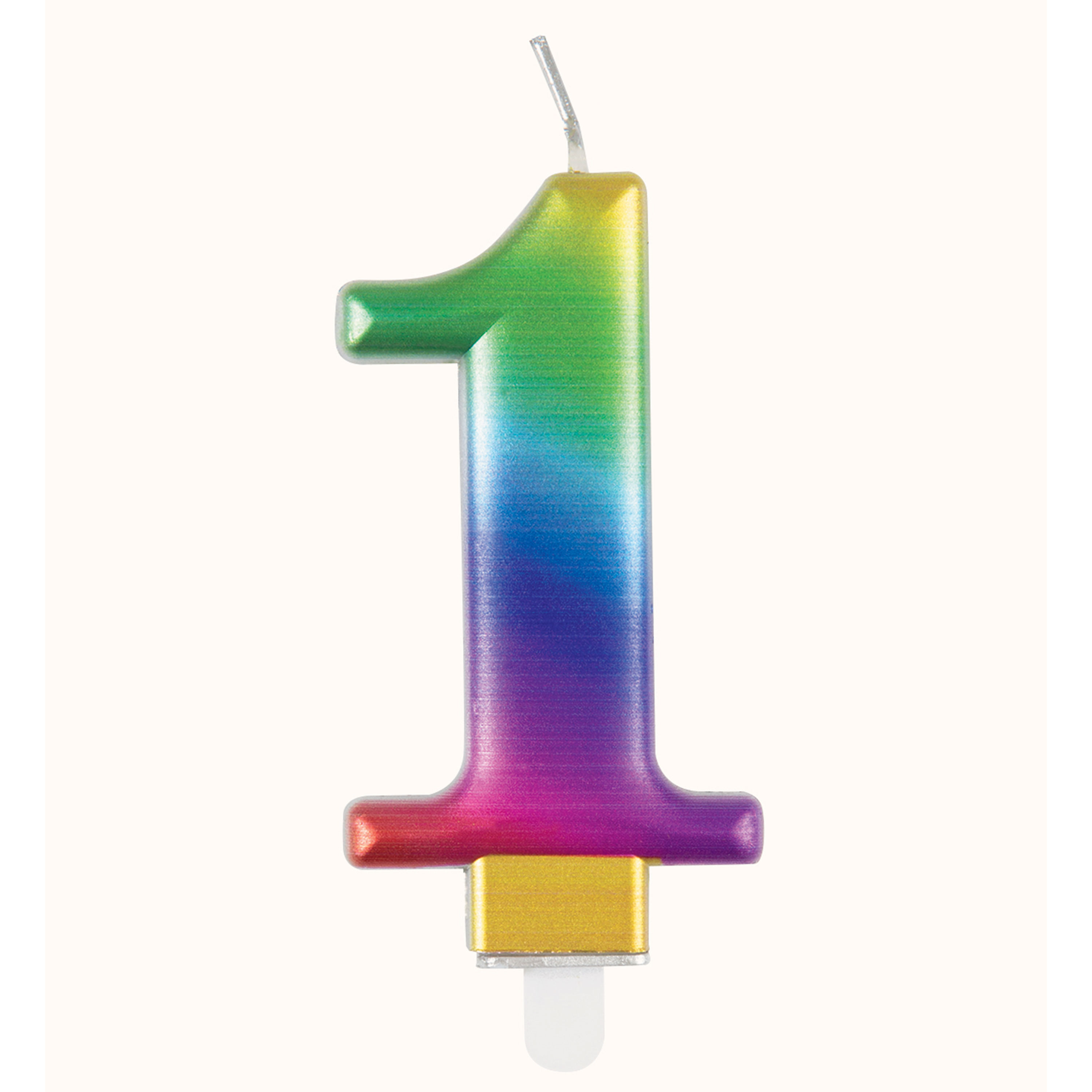 Rainbow Metallic Number 1 Candle