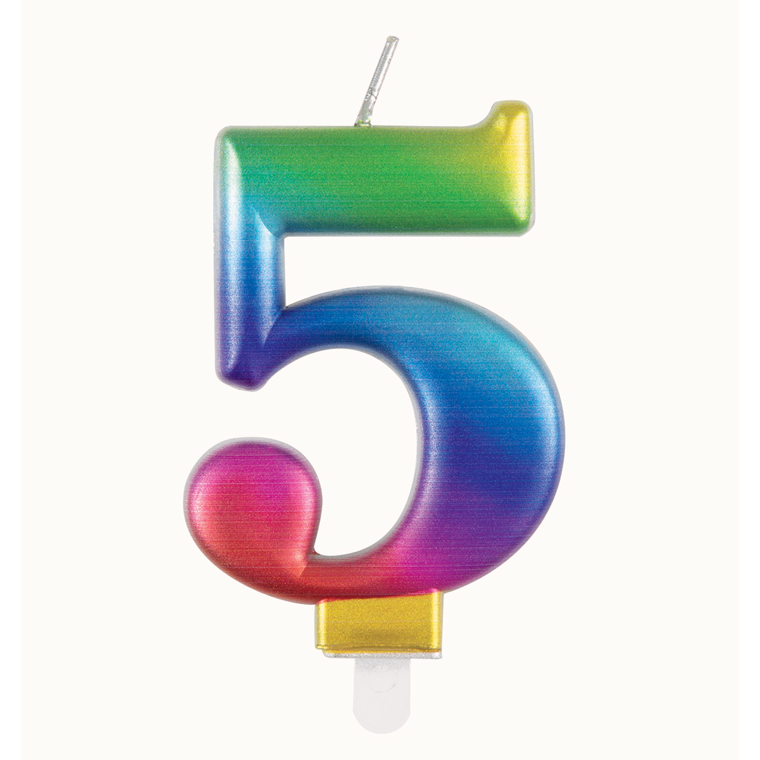 Rainbow Metallic Number 5 Candle