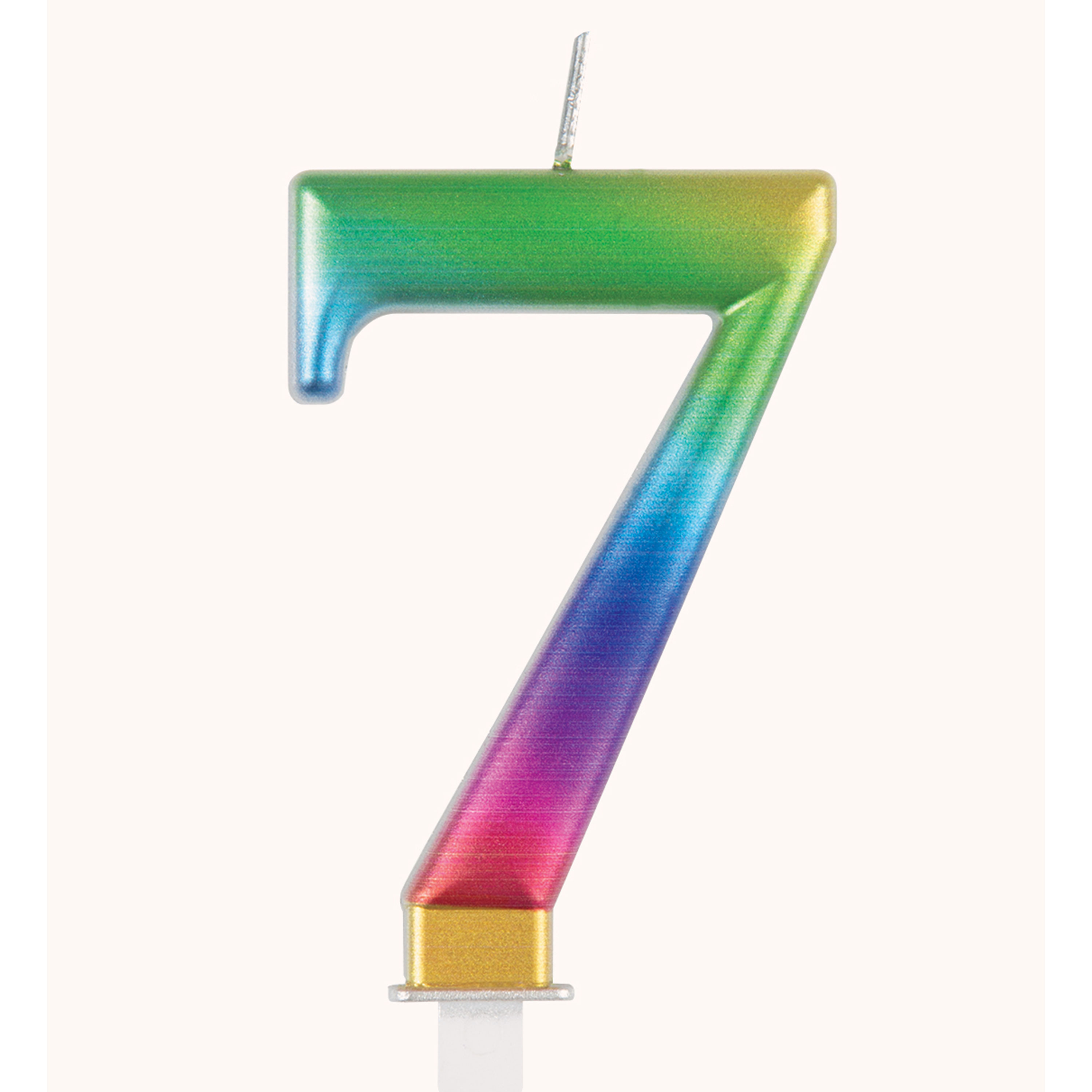 Rainbow Metallic Number 7 Candle