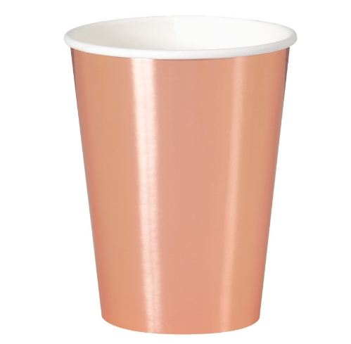 Rose Gold Foil 12oz Paper Cups  8ct - Foil Board